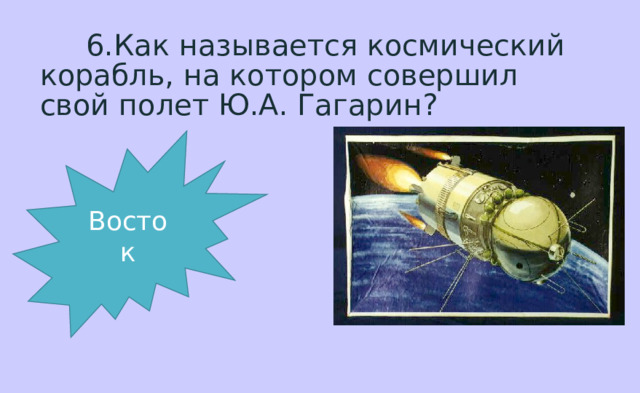 Как назывался космический корабль путешествие. Как назывался корабль на котором совершил свой полёт Гагарин.