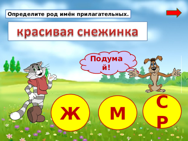 Определите род имён прилагательных. Подумай! Ж СР М 