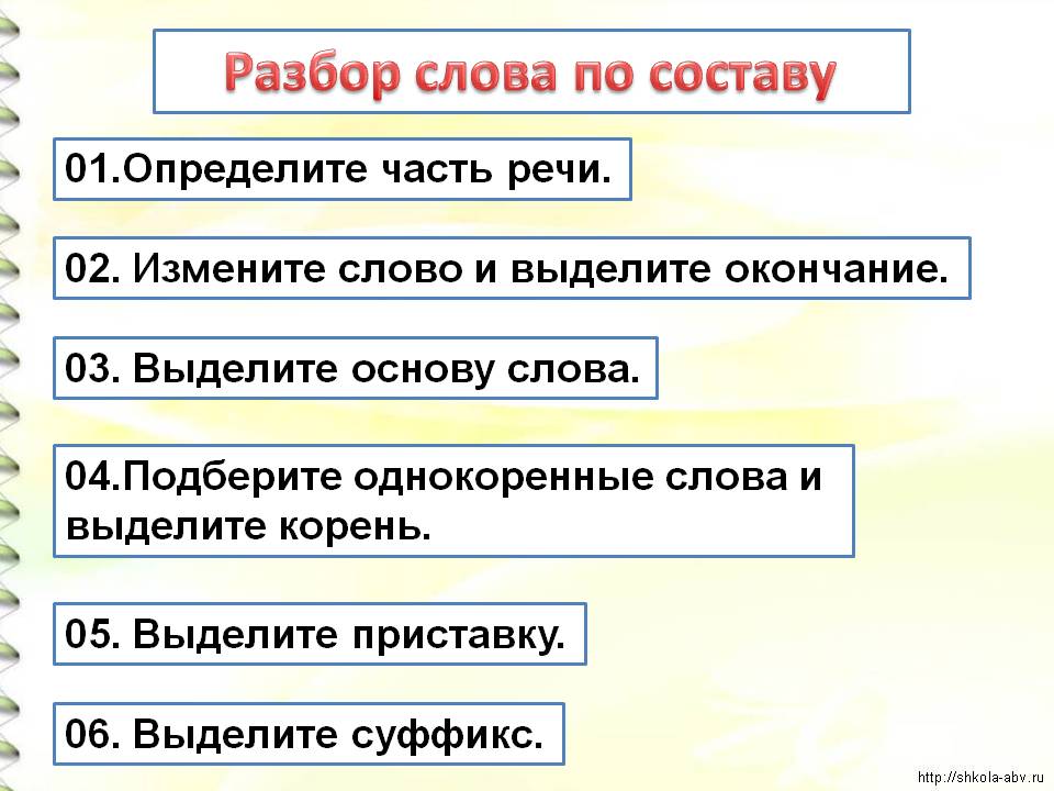 Выделить основу текста