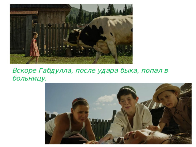 Вскоре Габдулла, после удара быка, попал в больницу. 