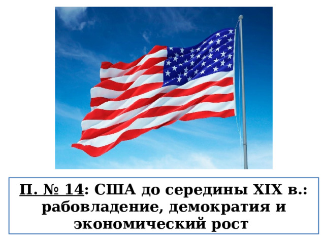 П. № 14 : США до середины ХIX в.: рабовладение, демократия и экономический рост 