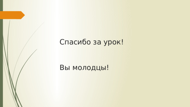 Спасибо за урок!    Вы молодцы! 