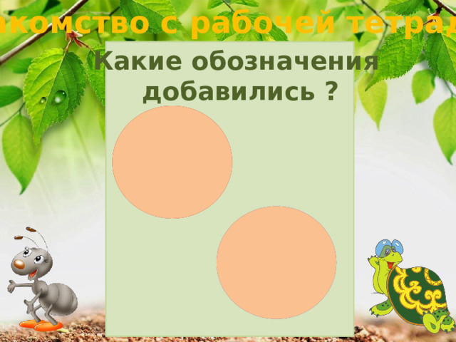 Знакомство с рабочей тетрадью Какие обозначения добавились ? ! 