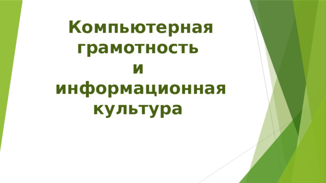 Компьютерная грамотность  и  информационная культура 