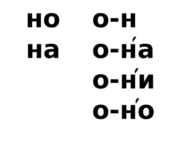 но о-н на о-на о-ни о-но 