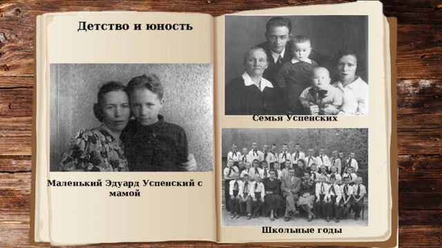 Детство и юность Семья Успенских Маленький Эдуард Успенский с мамой Школьные годы 