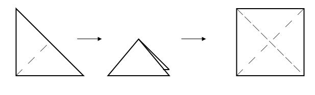 Сложить по диагонали. Сложить квадрат по диагонали. Квадрат пополам по диагонали. Сложить треугольник. Как сложить треугольник из бумаги.