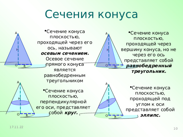 Осевое сечение конуса правильный треугольник