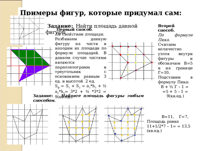 Проект на тему многоугольники на решетке формула пика