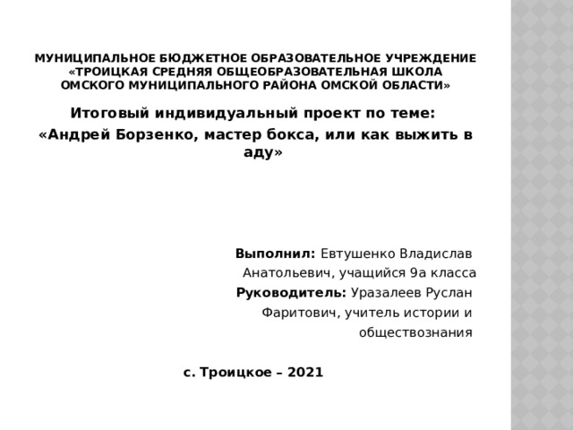 Итоговый индивидуальный проект 11 класс по истории