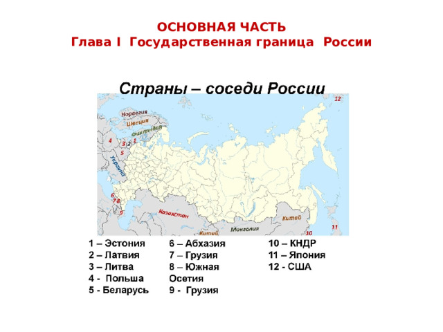 ОСНОВНАЯ ЧАСТЬ  Глава I Государственная граница России   