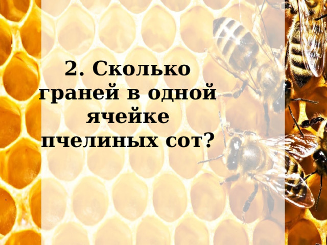 2. Сколько граней в одной ячейке пчелиных сот? 