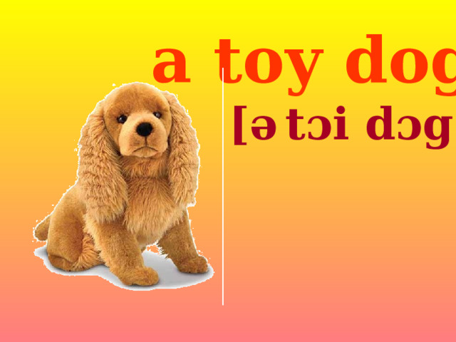 a toy dog [ə   t ɔi dɔg ]  