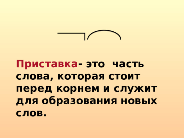   Приставка - это часть слова, которая стоит перед корнем и служит для образования новых слов. 
