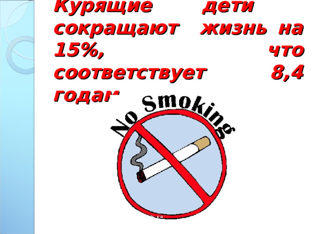 Курящие дети сокращают жизнь на 15%, что соответствует 8,4 годам. 