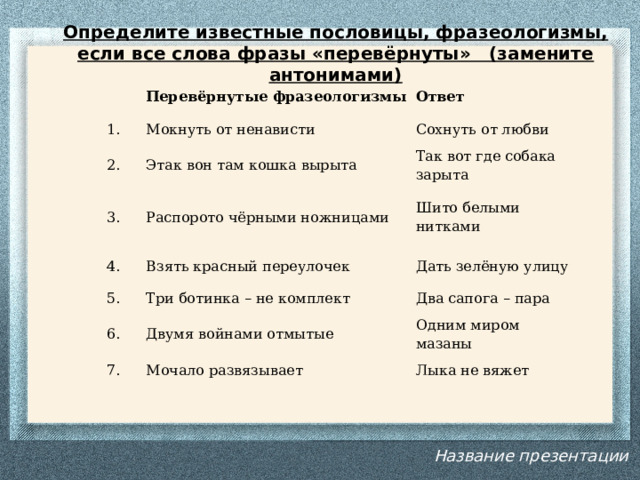 Повернуть предлагать. Развернутая фраза. Тексты перевертыши с антонинами.