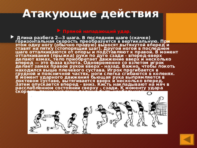 Атакующее действие. Презентация технико тактические действия в волейболе.