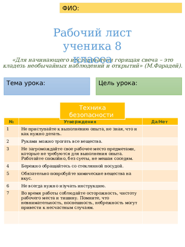 Этот план составляется для каждого урока и является рабочим документом учителя