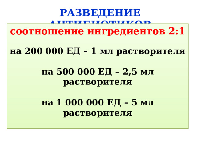 Задачи на разведение антибиотиков. Разведение антибиотиков алгоритм.