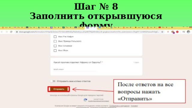 Шаг № 8  Заполнить открывшуюся форму 