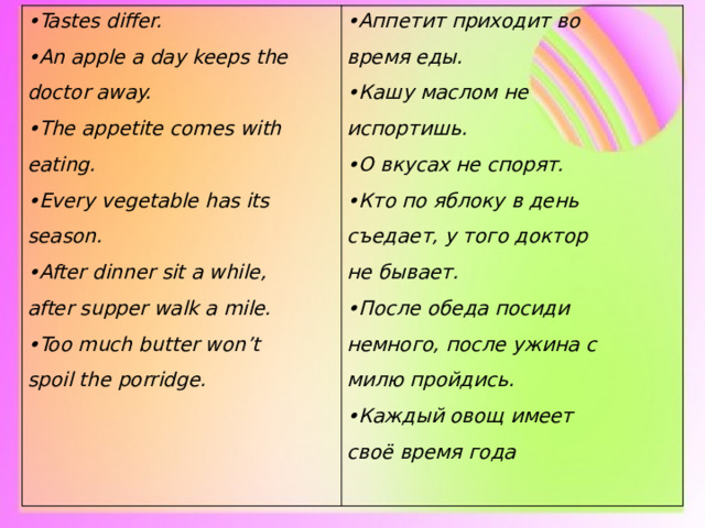 Презентация по теме quot;Здоровая едаquot;