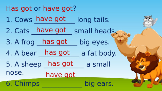 Has got a big. Cows has got long Tails или have. Cows have got или has. Cows long Tails. Английский язык 3 класс тема животные.