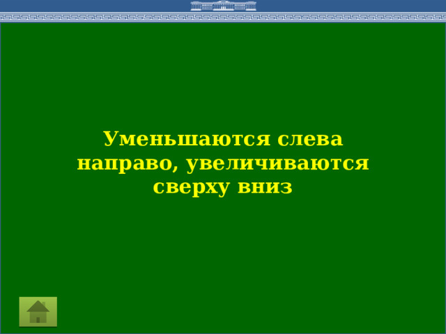 Уменьшаются слева направо, увеличиваются сверху вниз  