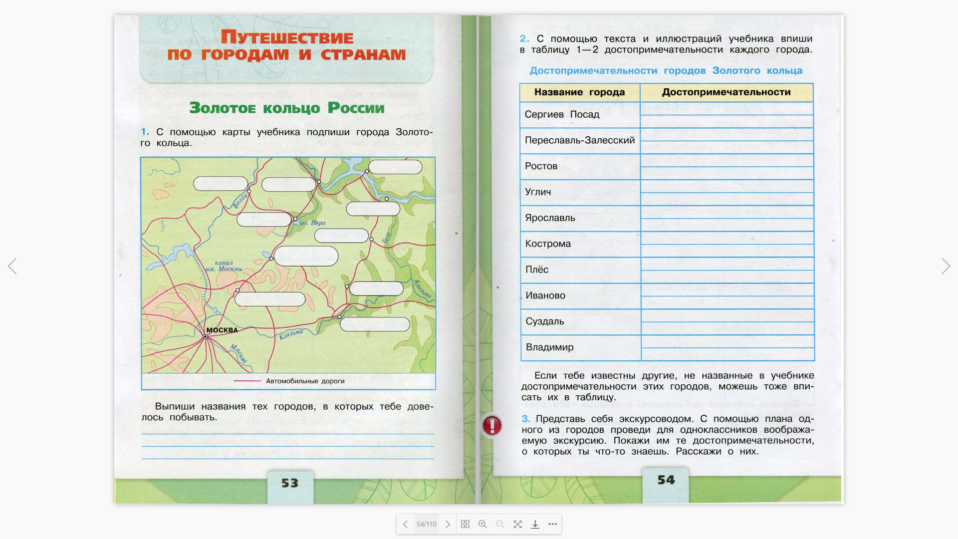 Технологическая карта урока по окружающему миру 3 класс золотое кольцо россии