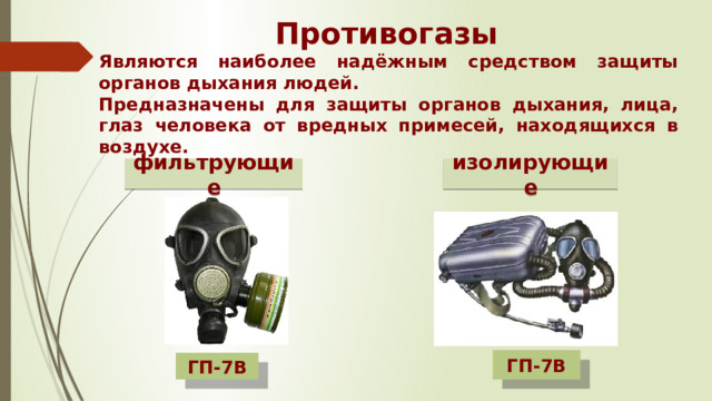 Противогазы фильтрующие и изолирующие схема