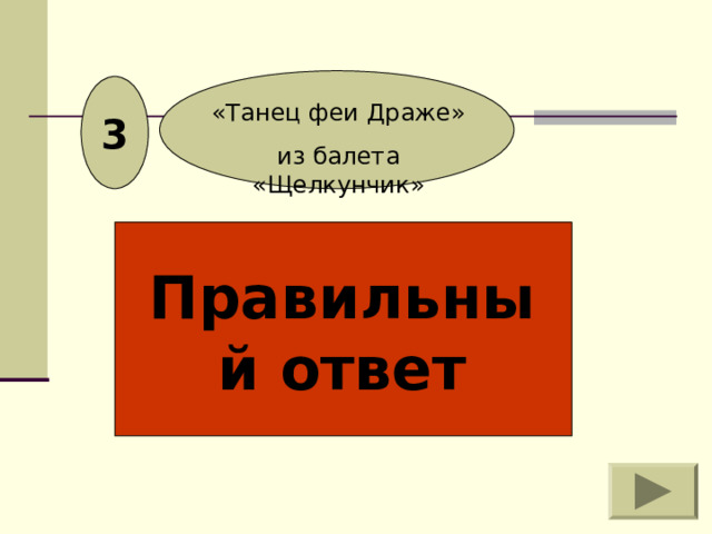 3 «Танец феи Драже» из балета «Щелкунчик» Правильный ответ 