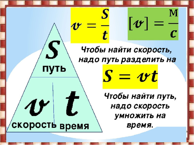 Схема нахождения времени скорости и расстояния