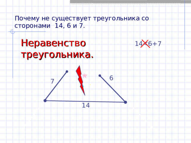 Почему не существует треугольника со сторонами 14, 6 и 7. Неравенство треугольника. 14 6 7 14 