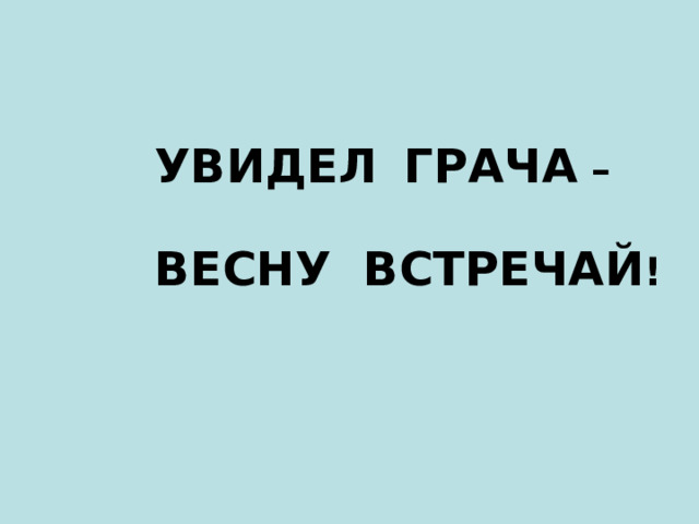  УВИДЕЛ  ГРАЧА –   ВЕСНУ ВСТРЕЧАЙ ! 