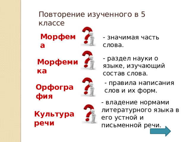 Презентация повторение словообразование 6 класс повторение