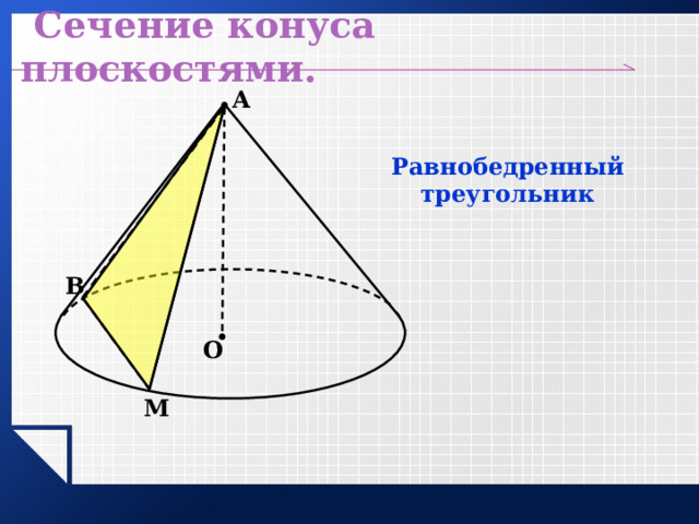 Сечение конуса равнобедренный треугольник