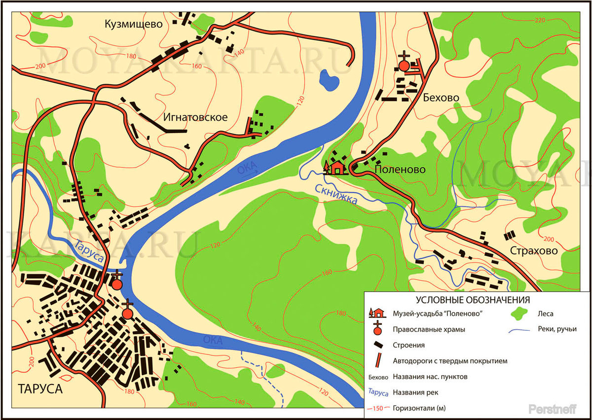Топографическая карта музея заповедника Поленово