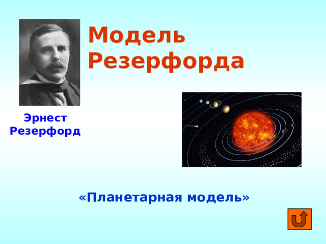 Модель Резерфорда Эрнест Резерфорд «Планетарная модель»  