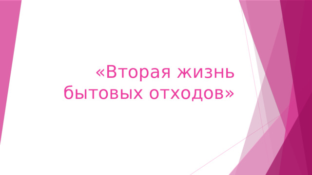 «Вторая жизнь бытовых отходов» 