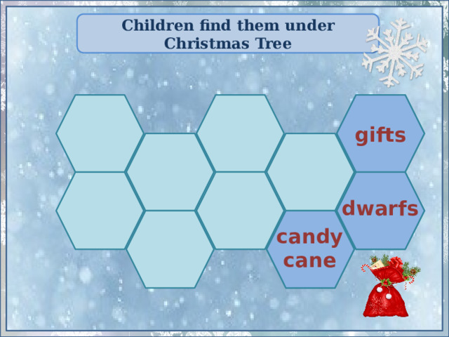 Children find them under Christmas Tree gifts  dwarfs  candy  cane 