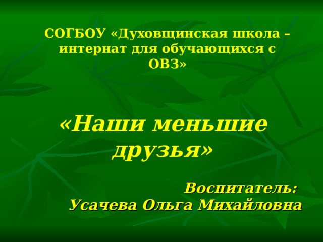 Презентация «Наши меньшие друзья»