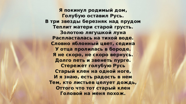 Места нет стих. Стихотворение я покинул РОДИМУЮ Русь. Стихотворение Есенина про дом родной. В три звезды Березняк над прудом Теплит матери старой грусть. Есенин стихи о родном доме.