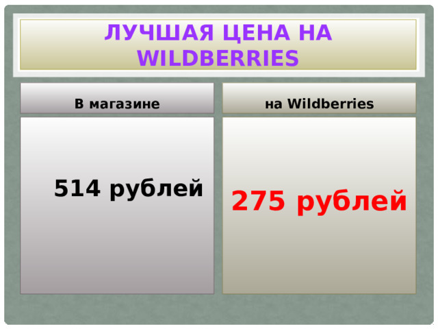 Лучшая цена на Wildberries В магазине на Wildberries  514 рублей 275 рублей 