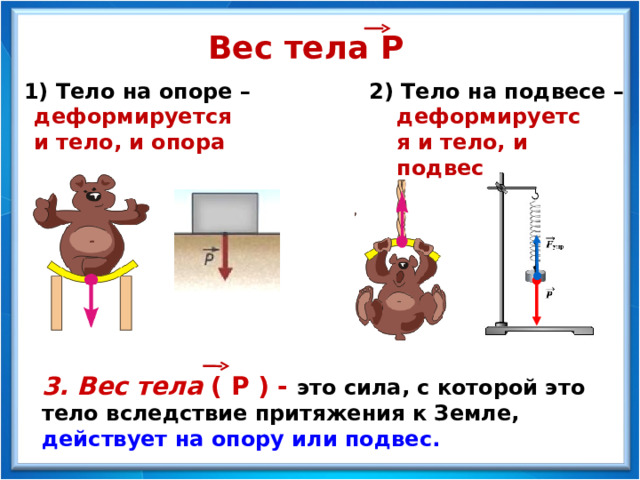 Связь силы тяжести и массы тела