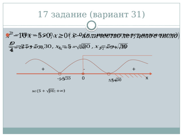 17 задание (вариант 31)     + - + x 0   -5-   5+ )   