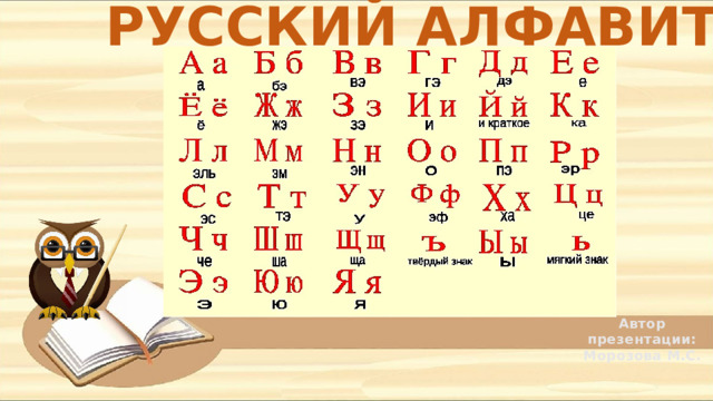 РУССКИЙ АЛФАВИТ Автор презентации: Морозова М.С. 