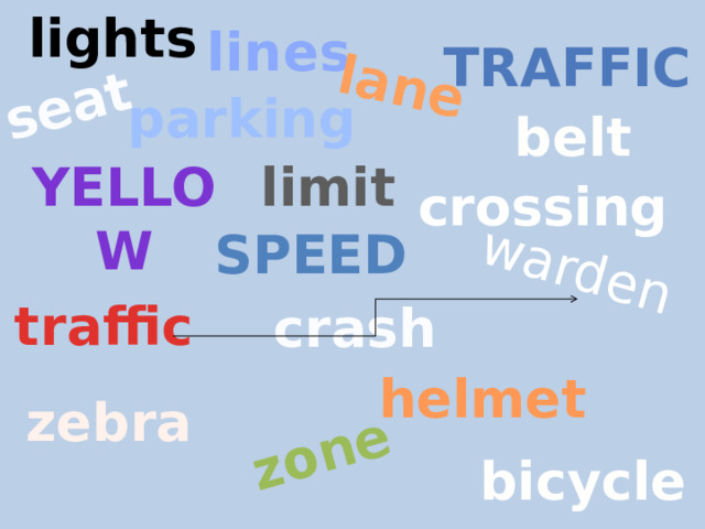 lights lane seat warden zone lines traffic parking belt yellow limit crossing speed traffic crash helmet zebra bicycle 