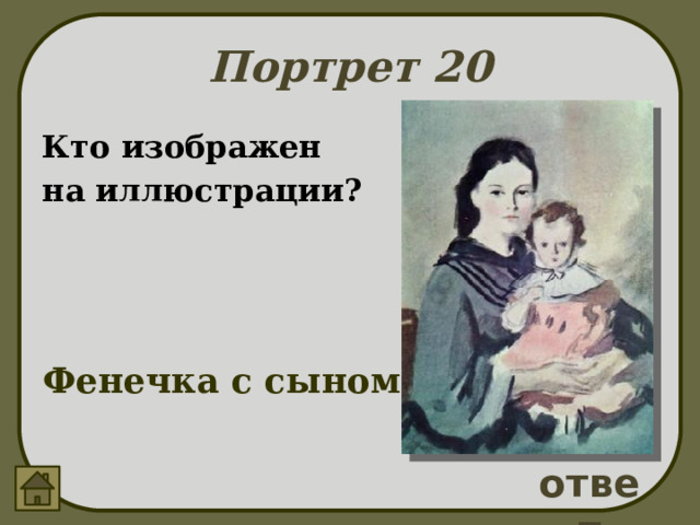 Портрет 20 Кто изображен на иллюстрации? Фенечка с сыном ответ 