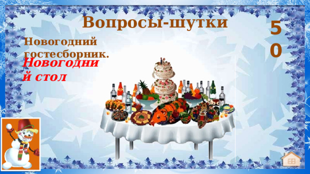 Вопросы-шутки 50 Новогодний гостесборник. Новогодний стол 