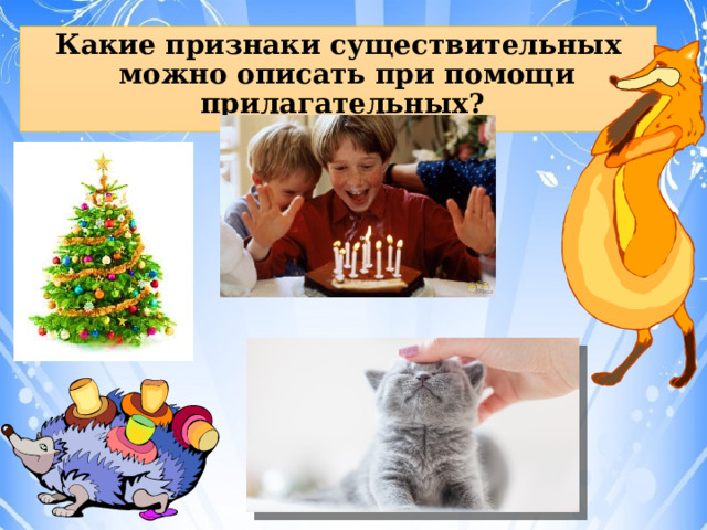 Какие признаки существительных можно описать при помощи прилагательных? 