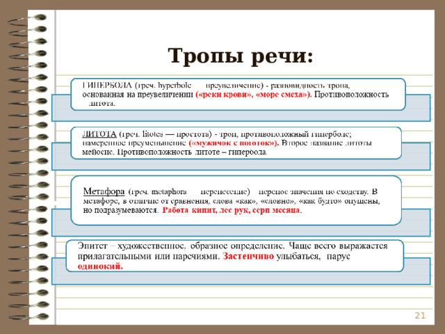  Тропы речи:  